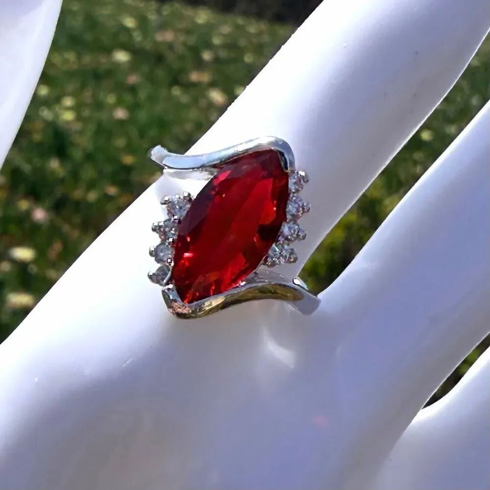 Red Marquise Statement Ring